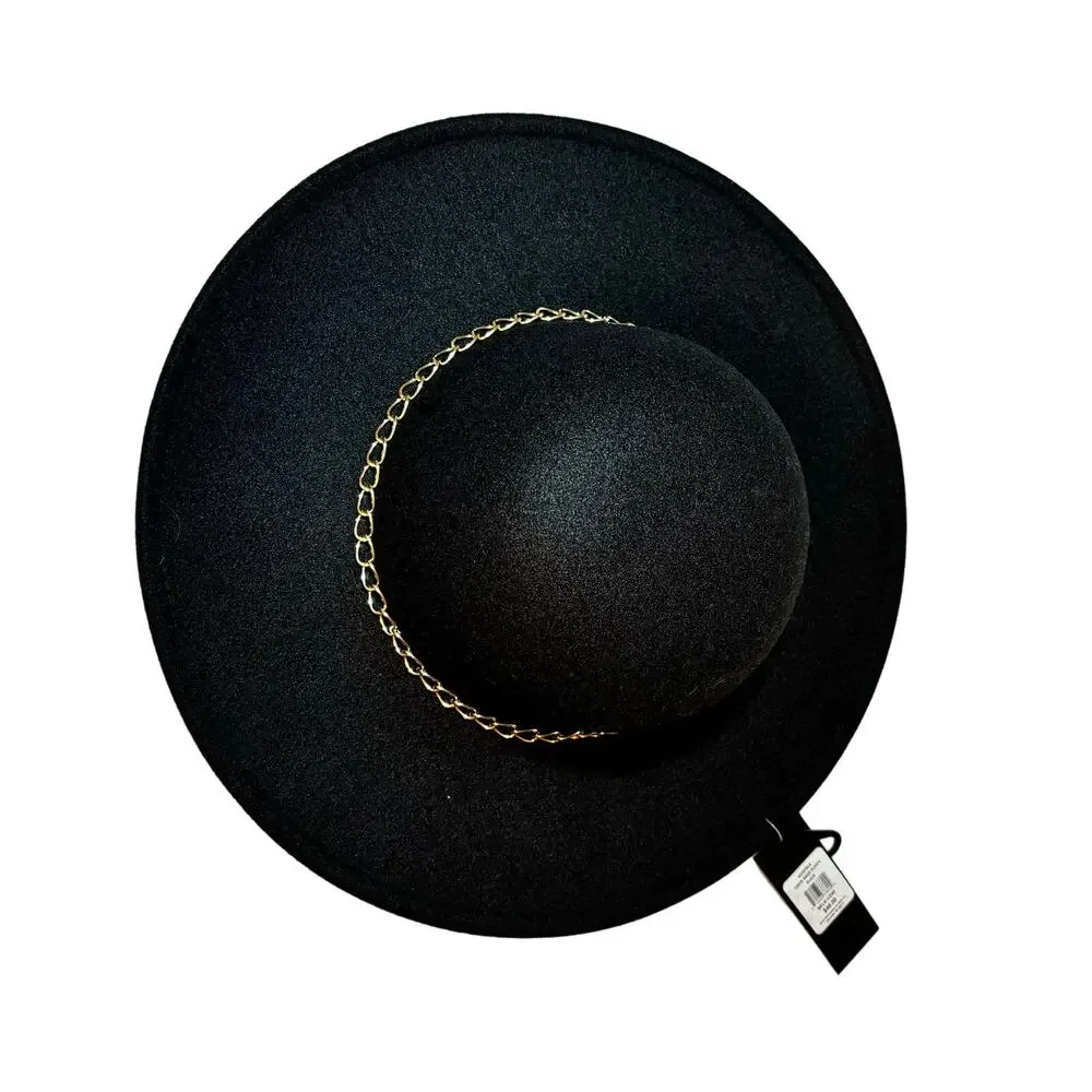 Marcus Adler Black Chain Band Floppy Hat Wool Blend NWT